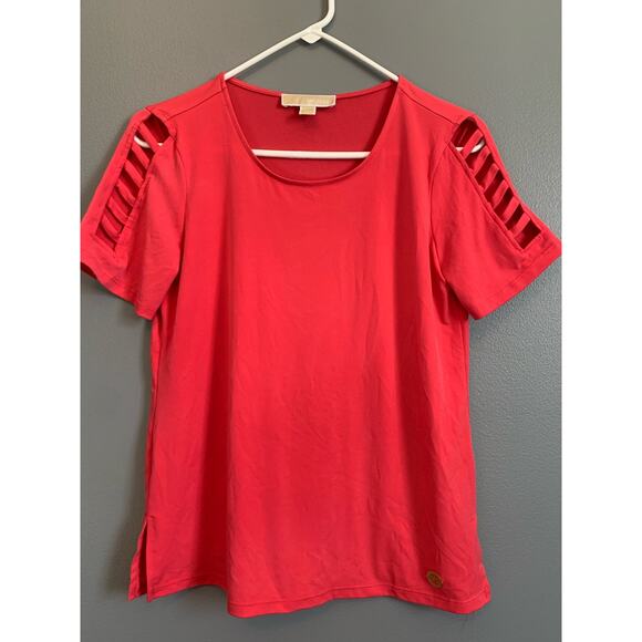 MICHAEL Michael Kors Tops - Michael Kors pink/salmon, cut out women’s shirt ￼